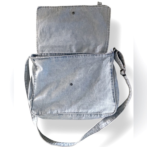 HIDDEN LOS ANGELES Denim Maxi Tote Bag Messenger Bag Blue Minimalist 11x15 - Picture 6 of 13